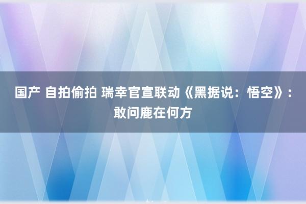 国产 自拍偷拍 瑞幸官宣联动《黑据说：悟空》：敢问鹿在何方