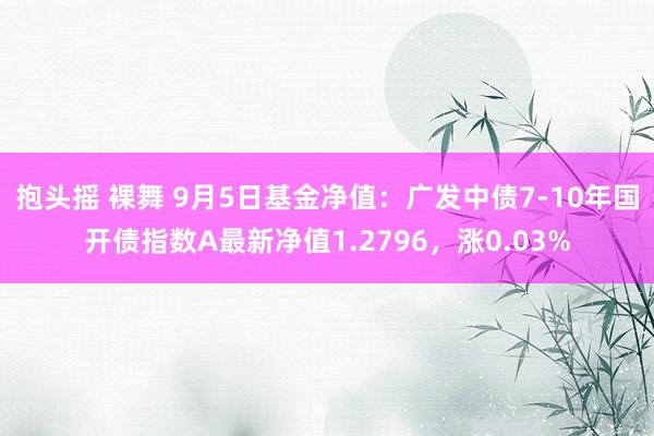 抱头摇 裸舞 9月5日基金净值：广发中债7-10年国开债指数A最新净值1.2796，涨0.03%