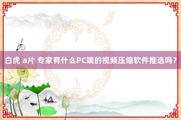 白虎 a片 专家有什么PC端的视频压缩软件推选吗？